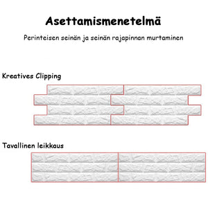 Valkoiset tiilet 3D-seinäpaneelit