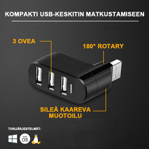 Pyörivä 3-porttinen mini-USB-keskitin